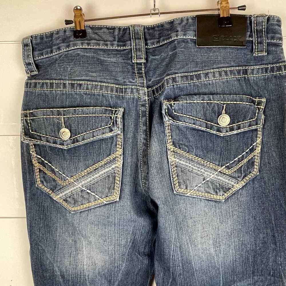 CJ Black Premium Jeans Mens 33 x 32 Relaxed Fit Straight Leg Embellished Denim - Picture 6 of 12